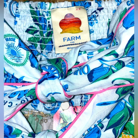 🆕NWT #265 Farm Rio Tiered Cutout Cover Up Midi Dress Women Cotton Tropical, Sm. - Picture 10 of 15